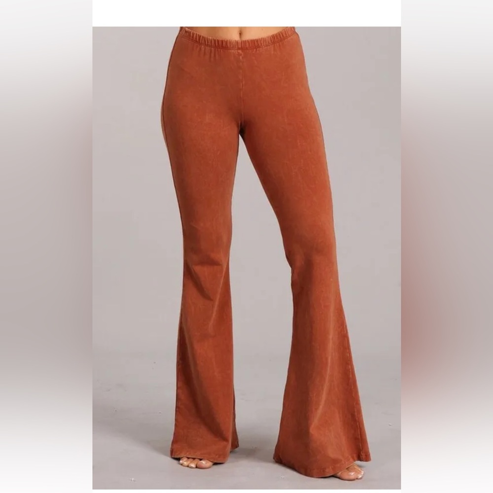Chatoyant Sugar Almond Mineral Wash boho hippie Flared Bell Bottoms